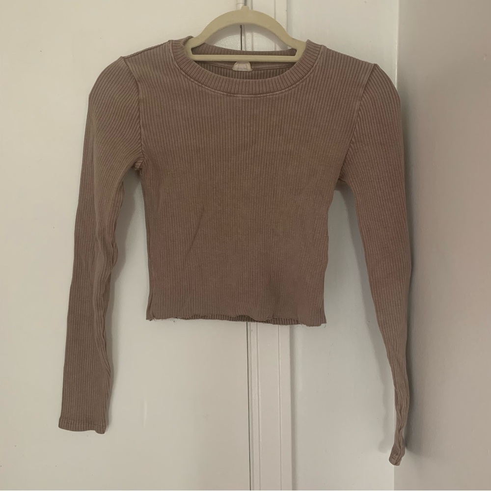 Wilfred Free Ribbed Long Sleeve Top - Dusty Pink